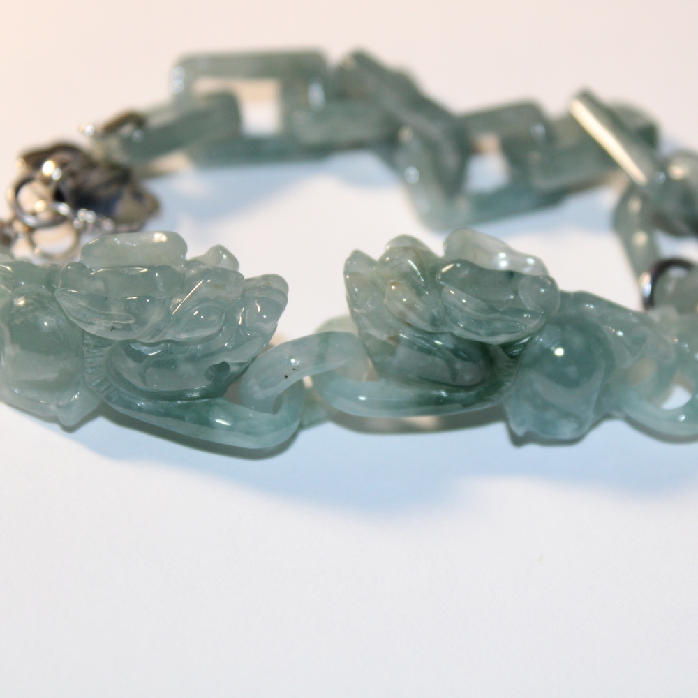 Rare Carved Jade Green Bracelet